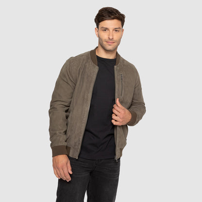 CHAQUETA DE CUERO BOMBER GAMUZA