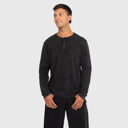 POLERA HENLEY WAFFLE  MANGA LARGA