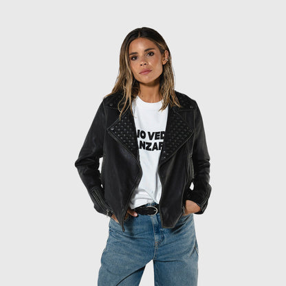 CHAQUETA CUERO TACHAS WOMEN
