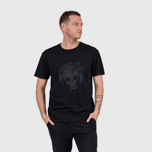 POLERA DE ALGODÓN CON CALAVERA TECH BLACK BUBBA